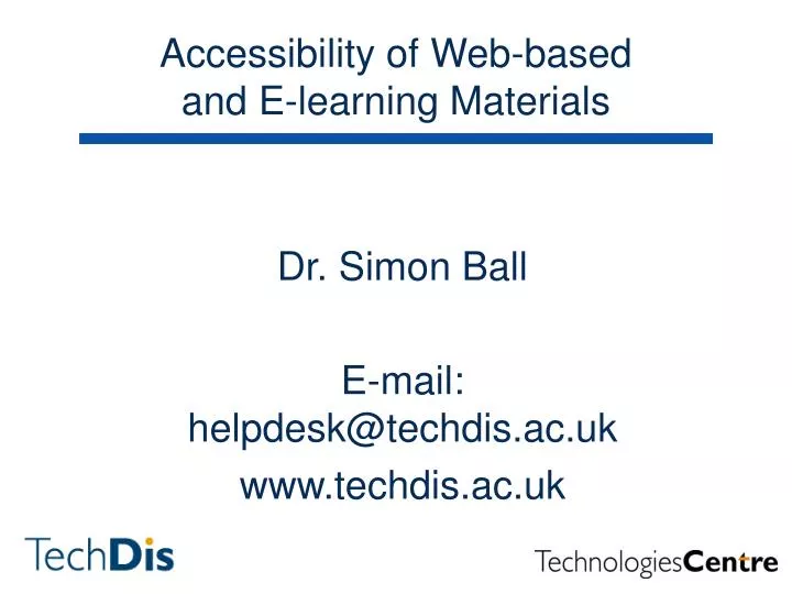 accessibility of web based and e learning materials