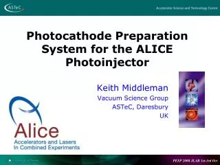 Photocathode Preparation System for the ALICE Photoinjector