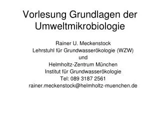 vorlesung grundlagen der umweltmikrobiologie