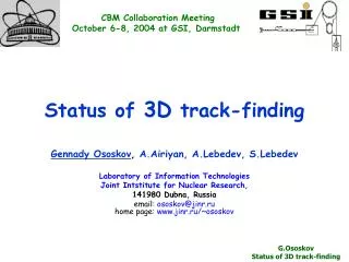 Status of 3D track-finding