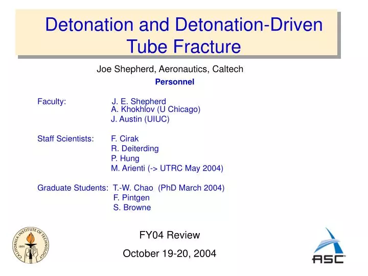 detonation and detonation driven tube fracture