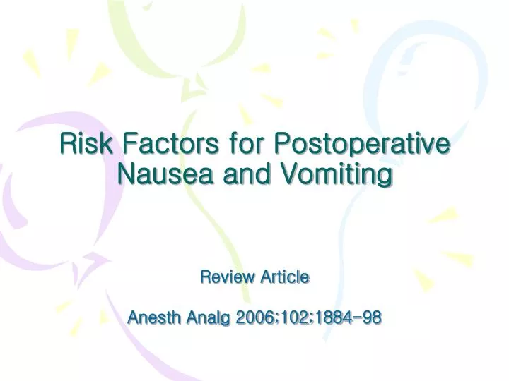 risk factors for postoperative nausea and vomiting