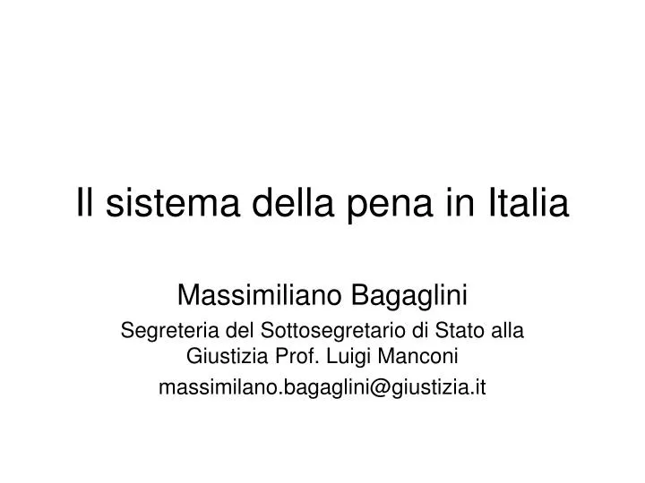 il sistema della pena in italia