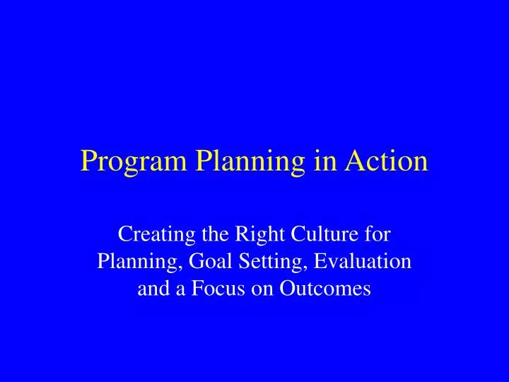program planning in action