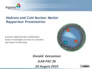 Hadrons and Cold Nuclear Matter Rapporteur Presentation