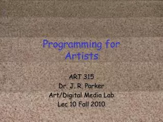 Programming for Artists