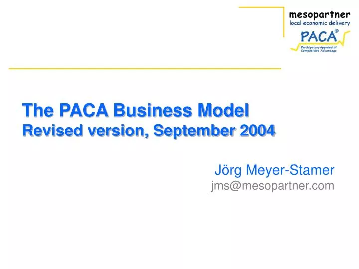 the paca business model revised version september 2004