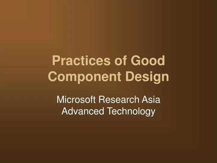 practices of good component design