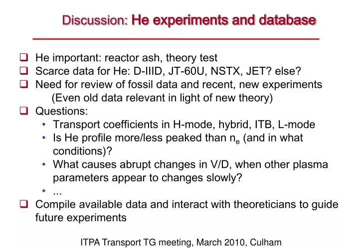 discussion he experiments and database