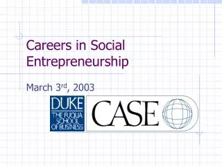 Careers in Social Entrepreneurship