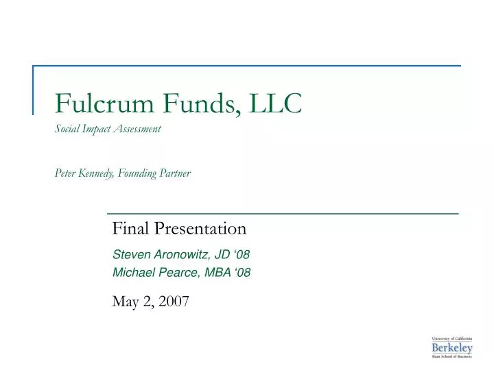 fulcrum funds llc social impact assessment peter kennedy founding partner