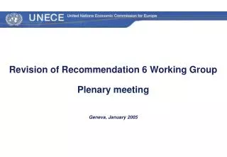 Revision of Recommendation 6 Working Group Plenary meeting Geneva, January 2005