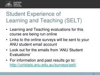 Student Experience of Learning and Teaching (SELT)