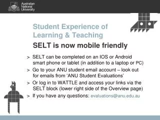 Student Experience of Learning &amp; Teaching SELT is now mobile friendly