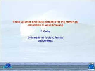 Finite volumes and finite elements for the numerical simulation of wave breaking F. Golay