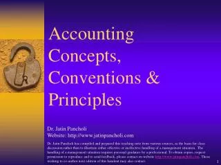 Accounting Concepts, Conventions &amp; Principles