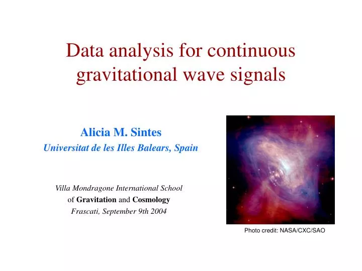 data analysis for continuous gravitational wave signals