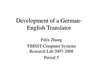 Development of a German-English Translator