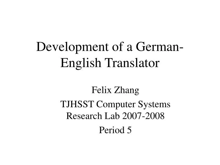felix zhang tjhsst computer systems research lab 2007 2008 period 5