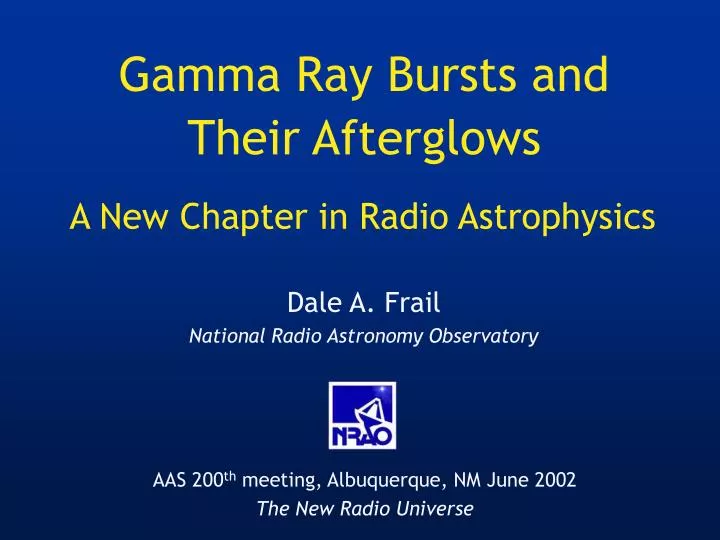 a new chapter in radio astrophysics