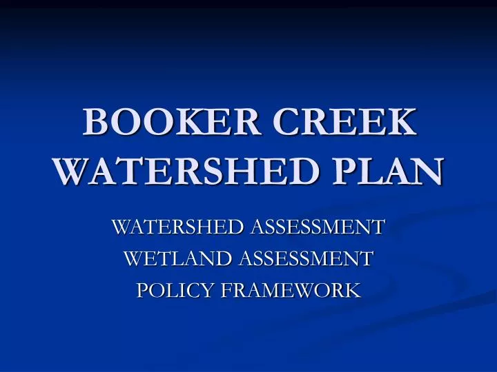 booker creek watershed plan