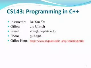 CS143: Programming in C++