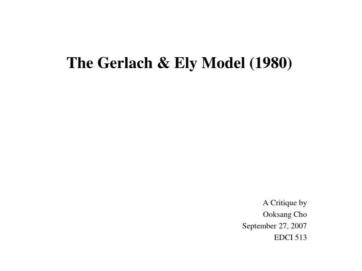 the gerlach ely model 1980