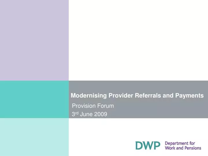 modernising provider referrals and payments
