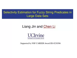 Selectivity Estimation for Fuzzy String Predicates in Large Data Sets