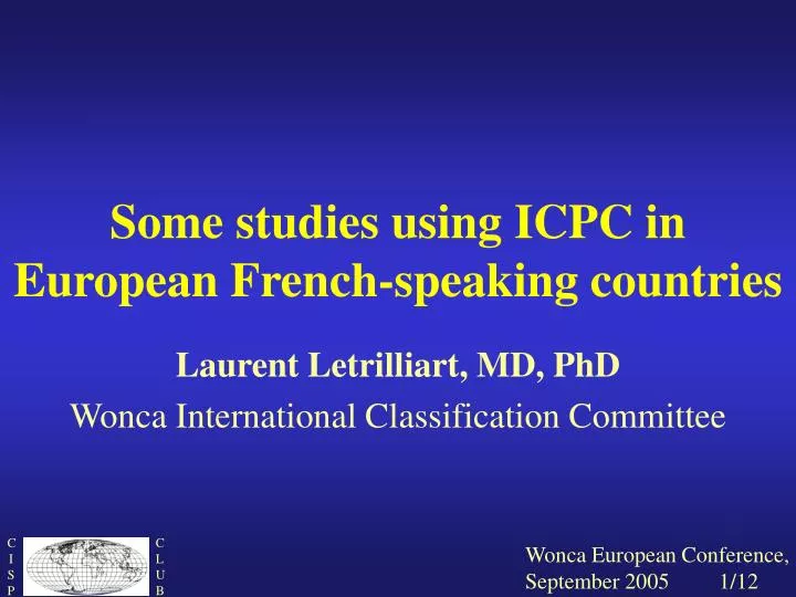 some studies using icpc in european french speaking countries