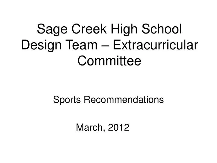 sage creek high school design team extracurricular committee