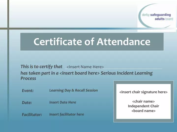 certificate of attendance