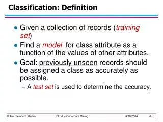 Classification: Definition