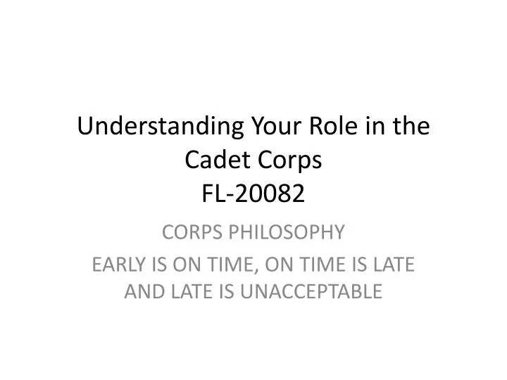 understanding your role in the cadet corps fl 20082