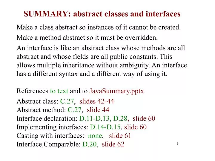 summary abstract classes and interfaces