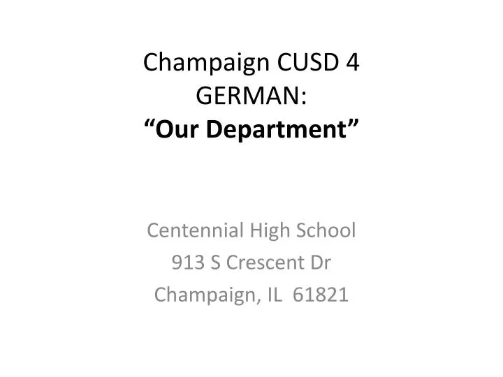 champaign cusd 4 german our department