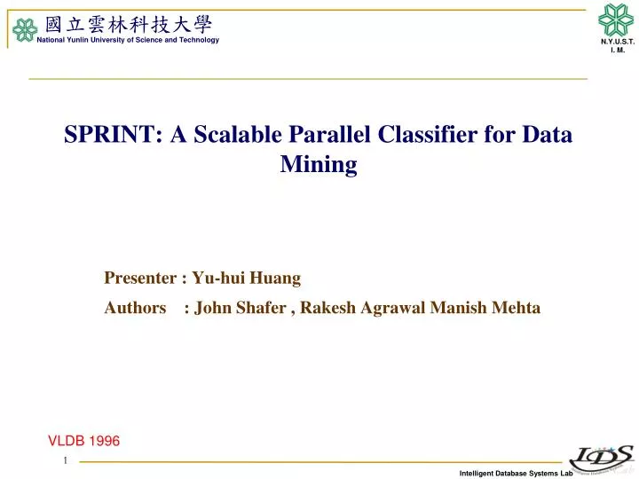 sprint a scalable parallel classifier for data mining