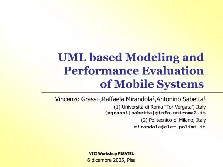 uml based modeling and performance evaluation of mobile systems