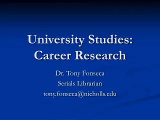 University Studies: Career Research