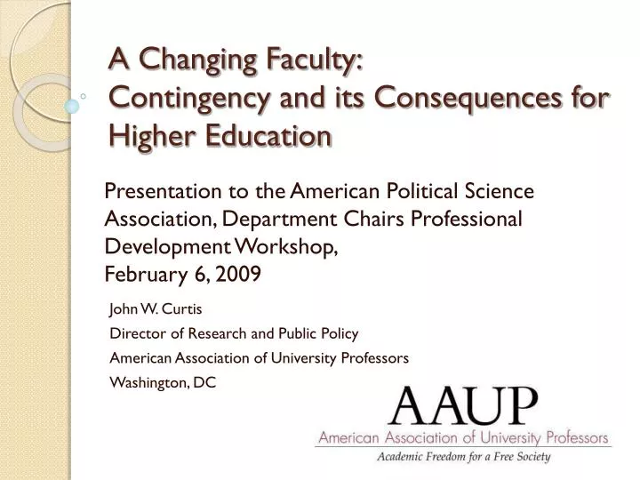 a changing faculty contingency and its consequences for higher education
