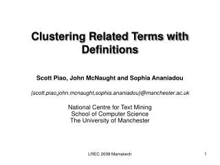 Clustering Related Terms with Definitions