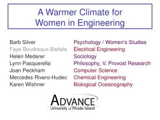 A Warmer Climate for Women in Engineering