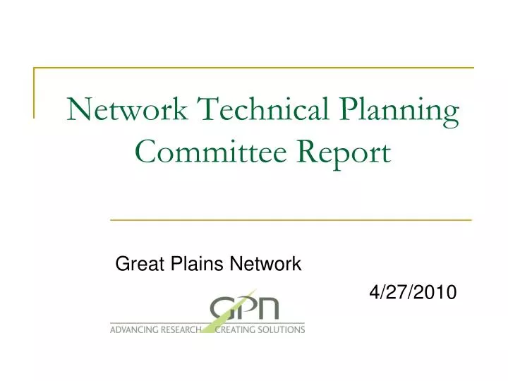 network technical planning committee report