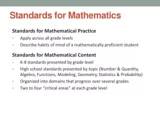 Standards for Mathematics