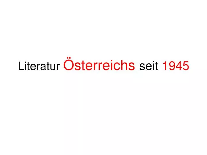 literatur sterreichs seit 1945