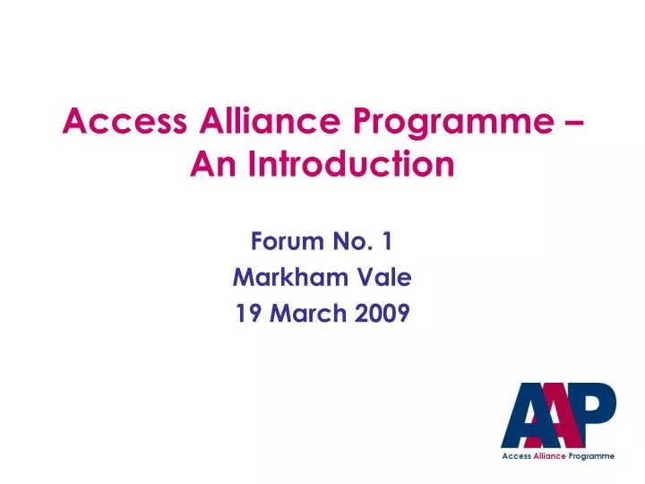access alliance programme an introduction