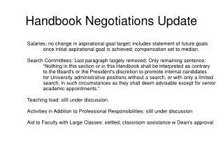 Handbook Negotiations Update