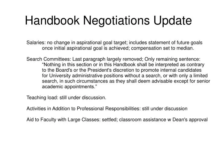 handbook negotiations update