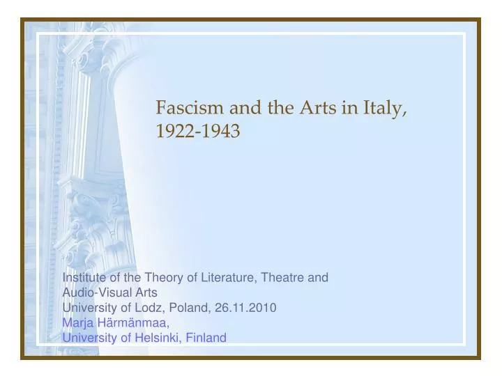 fascism and the arts in italy 1922 1943