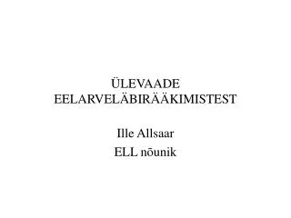 levaade eelarvel bir kimistest